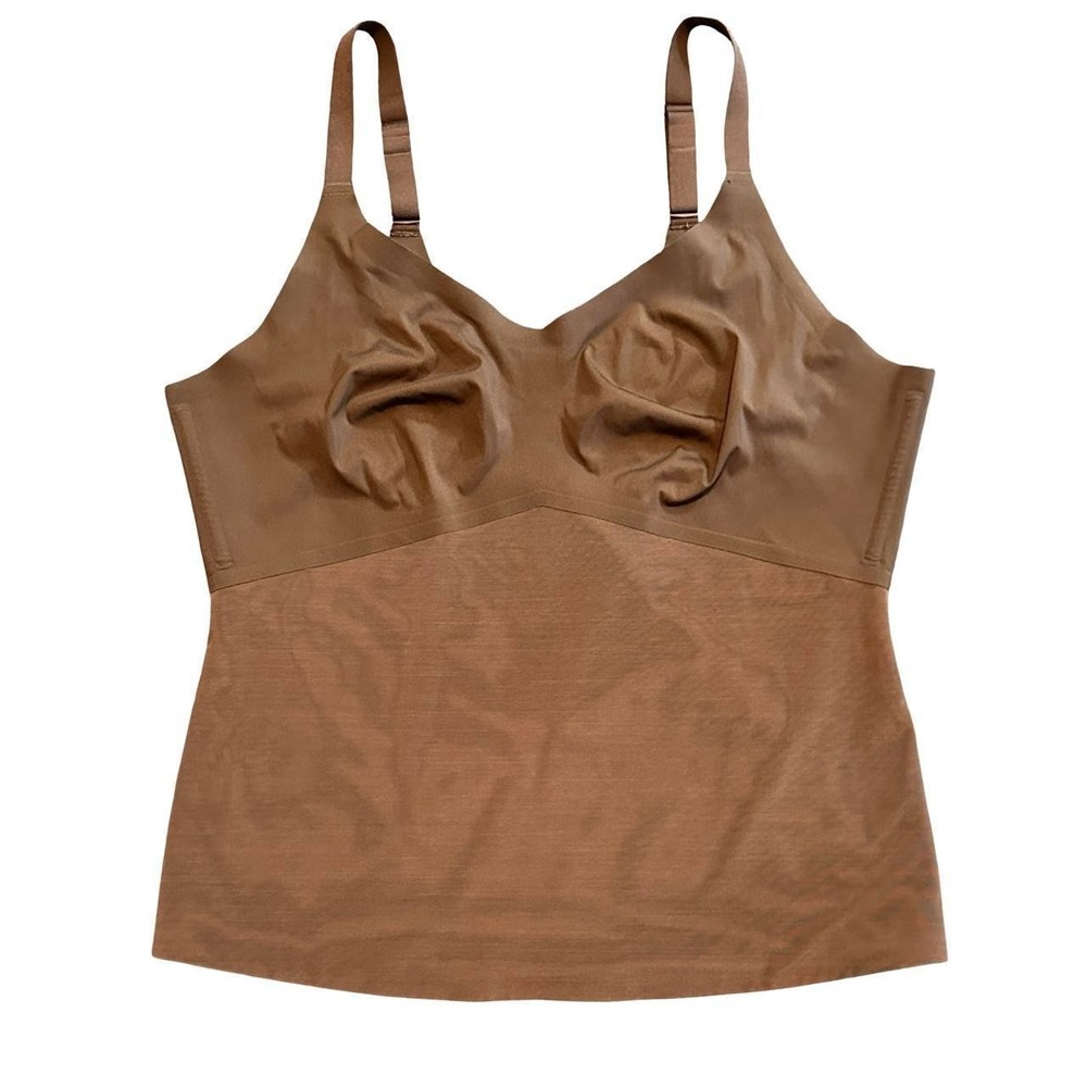 HoneyLove Liftwear Brown Cami 3X Shapwear Built-In Bra Adjustable Silicone‎ Hem